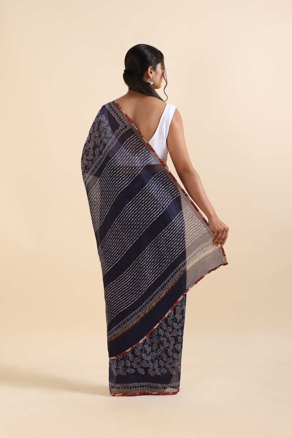 Blue Pure Silk Cotton Chanderi Saree image number null