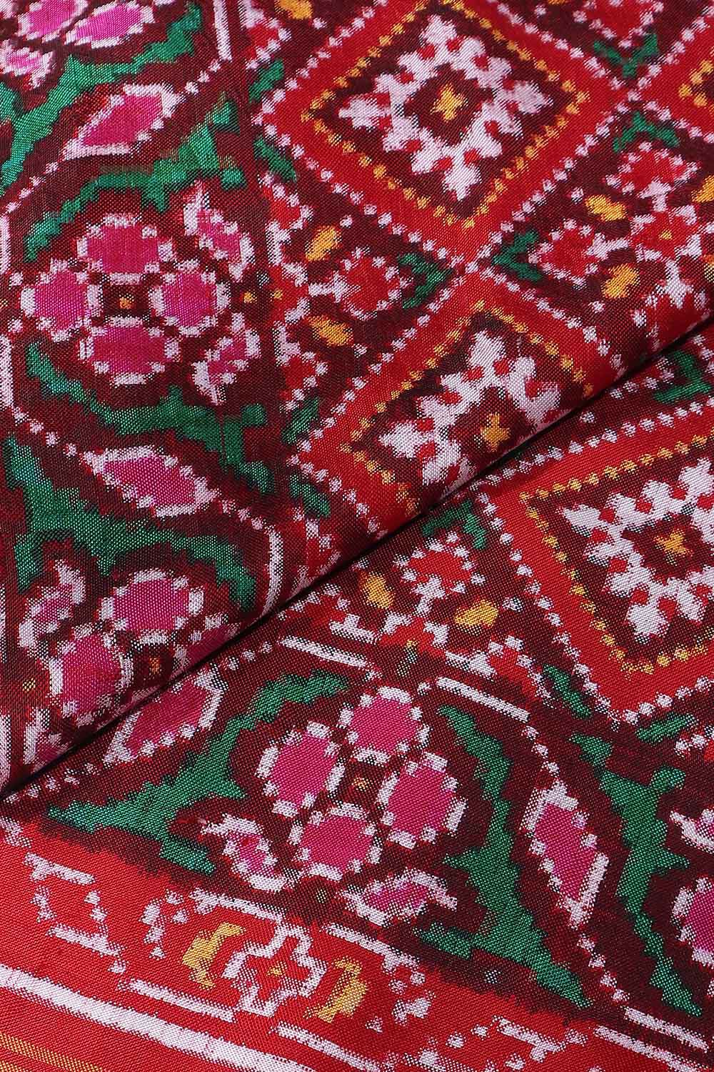 Red Silk Patola Choktha Bhat Ikat Saree image number null