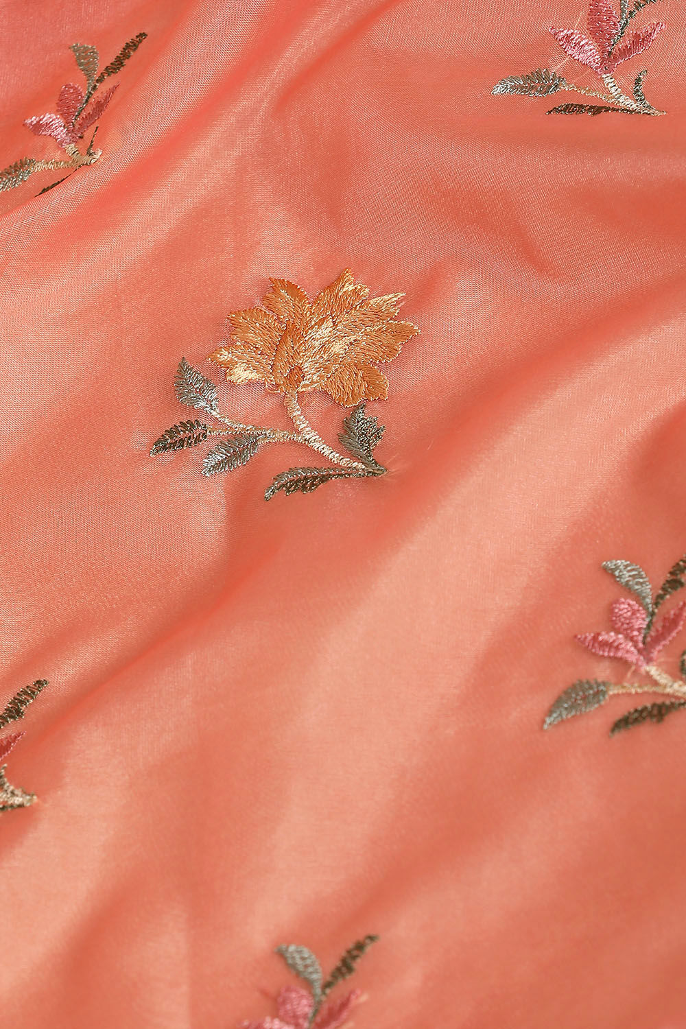 Light Pure Orange Embroidered Saree image number null