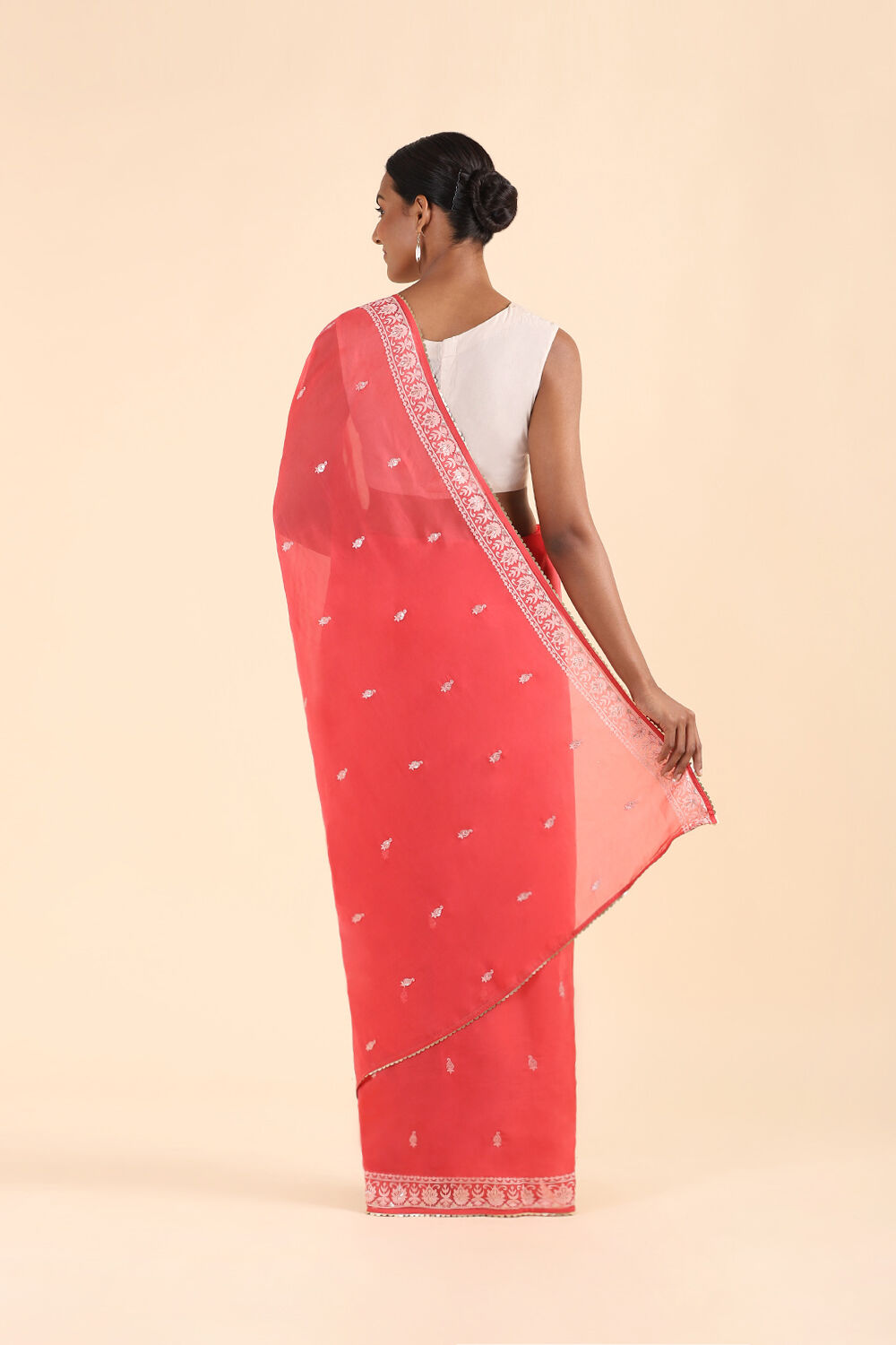 Red Viscose Embroidered Saree image number null