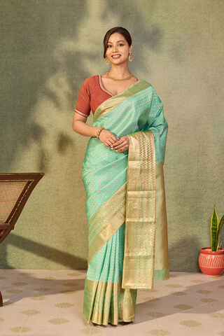 Light Green Woven Kanjivaram  Silk Viscose Saree thumbnail image number null