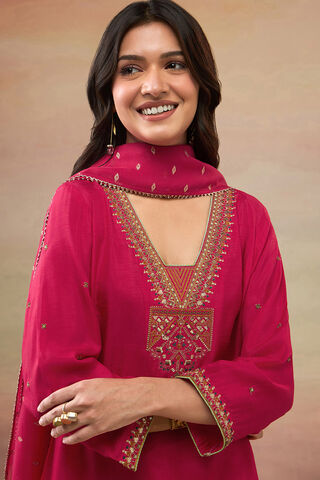 Pink Pure Viscose Embroidered Kurta Set thumbnail image number null