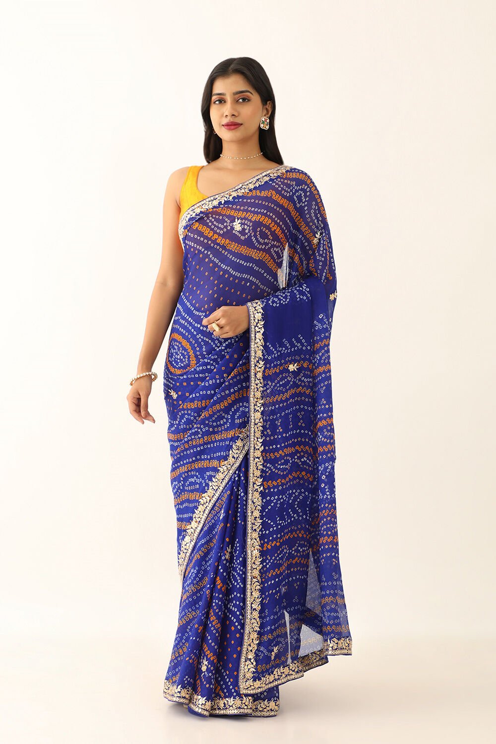Blue Pure Silk Chiffon Gota Patti Saree image number null