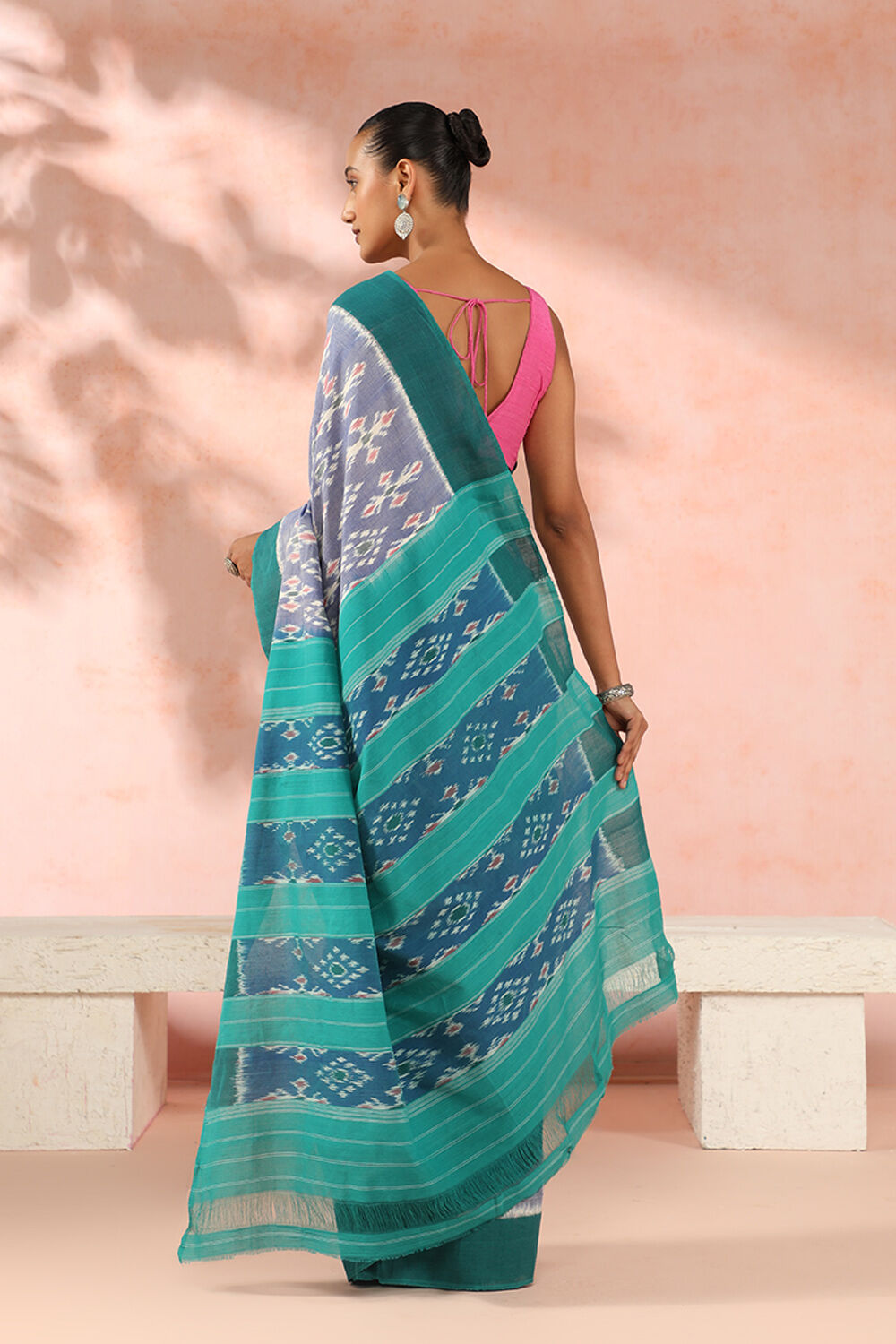 Purple Pure Cotton Pochampalli Ikat Saree image number null