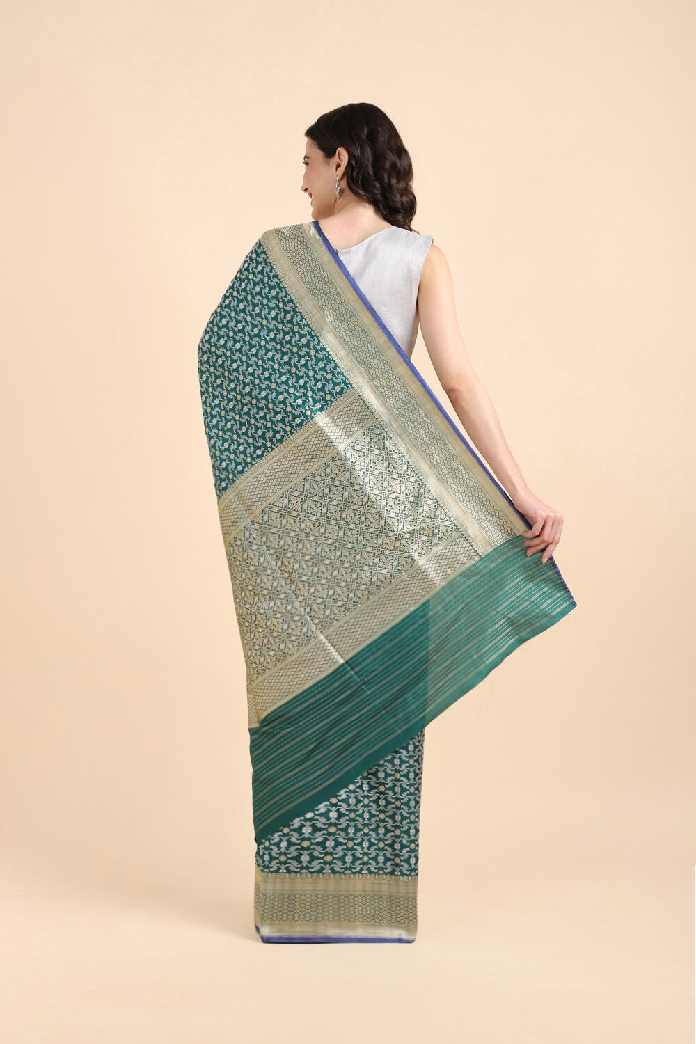 Dark Green Pure Silk Banarasi Saree image number null