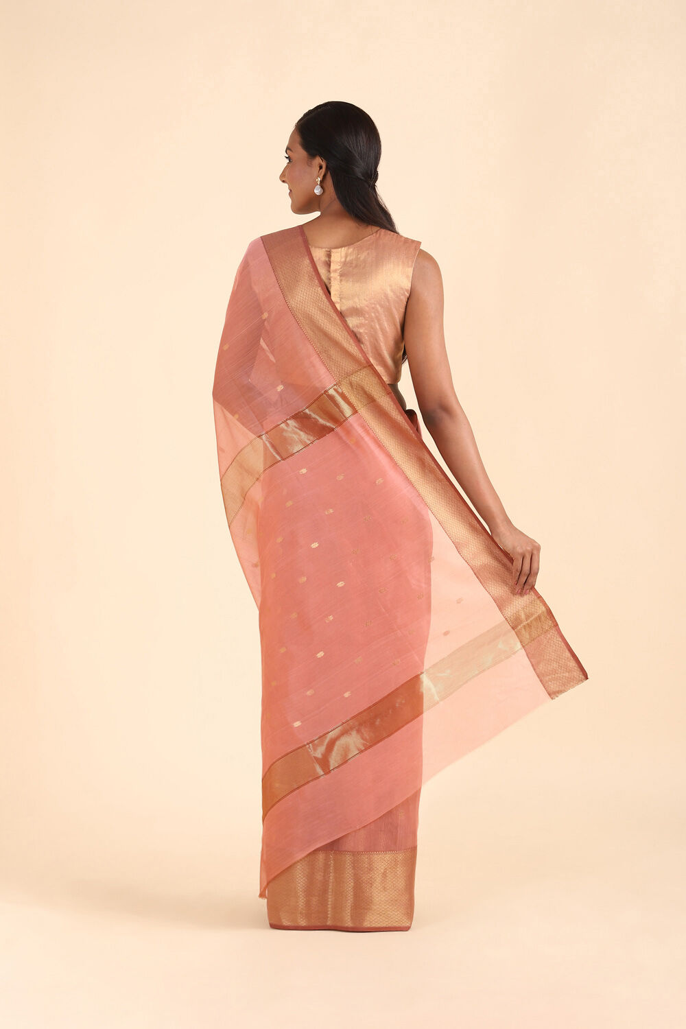 Light Pink Pure Silk Cotton Maheshwari Saree image number null