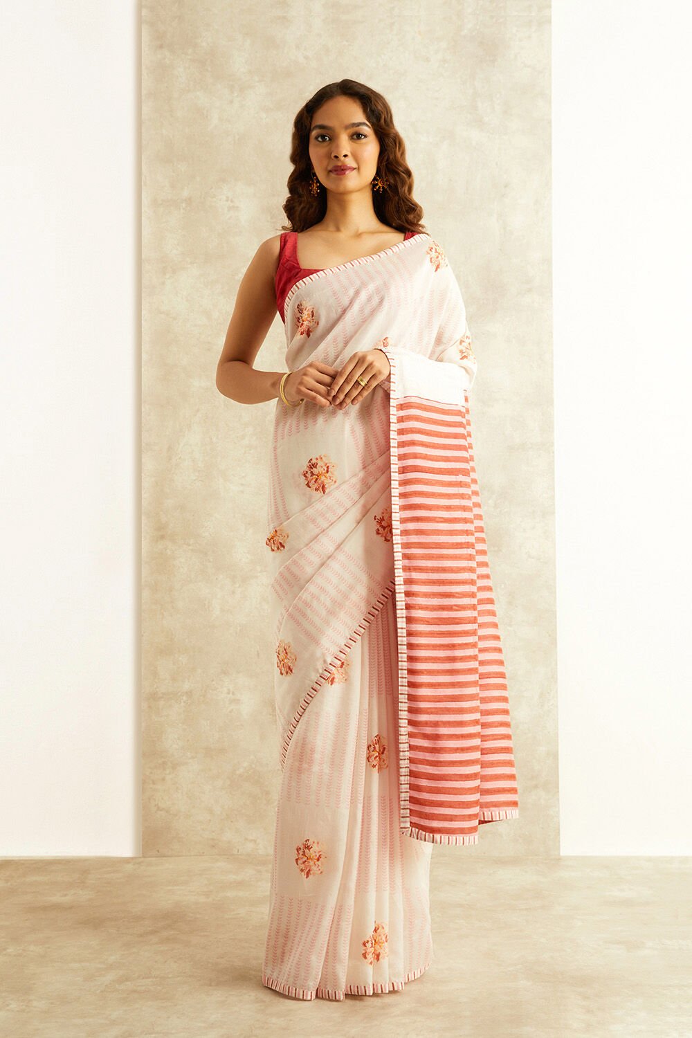 Pink Block Printed Viscose Luxe Rajasthan Saree image number null