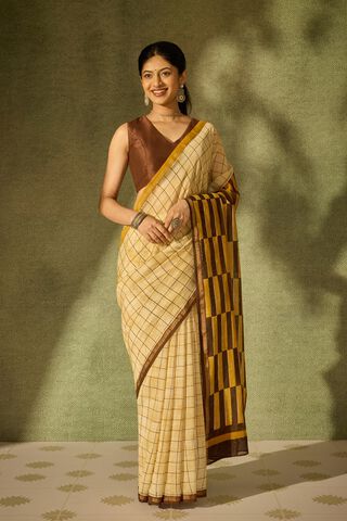 Yellow Rajasthan Pure Silk Cotton Printed Sanganeri Saree thumbnail image number null
