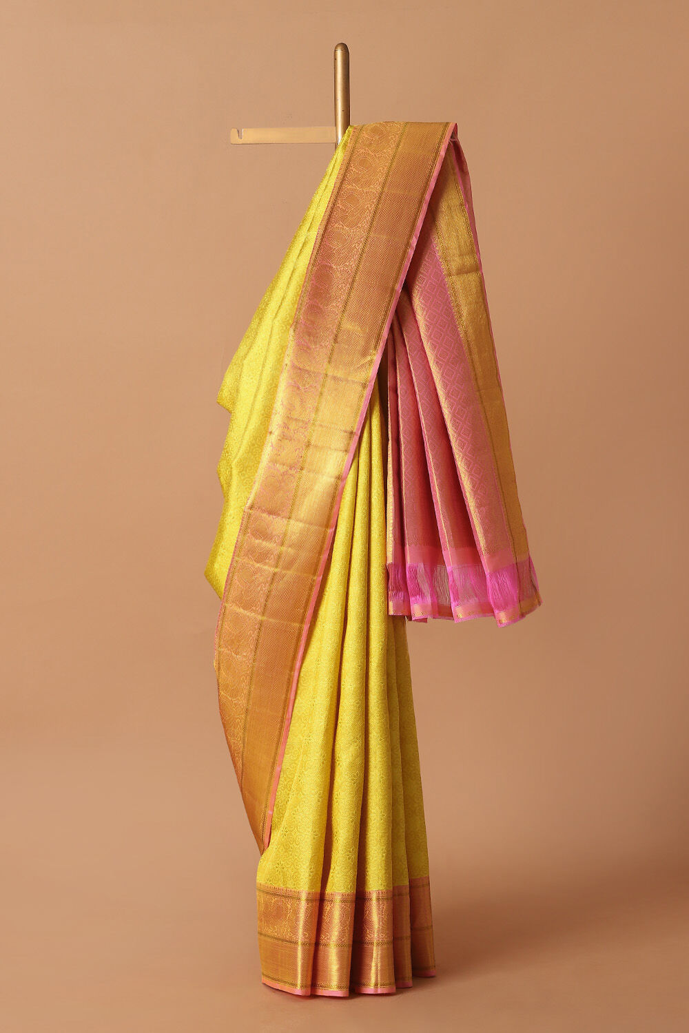 Light Yellow Pure Silk Kanjivaram Saree image number null