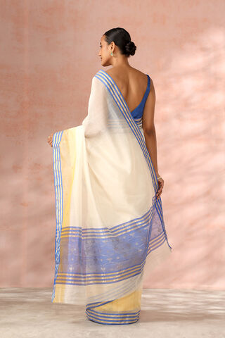 Off White Chanderi Pure Silk Cotton Woven Saree thumbnail image number null