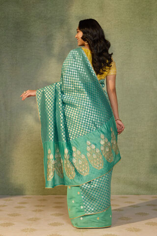 Blue Woven Pure Silk Cotton Saree thumbnail image number null