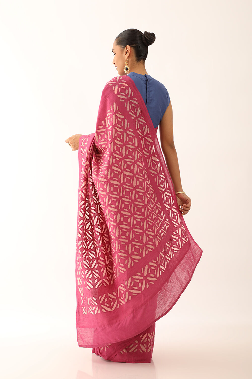 Dark Pink Craft Pure Tussar Silk Applique Saree image number null