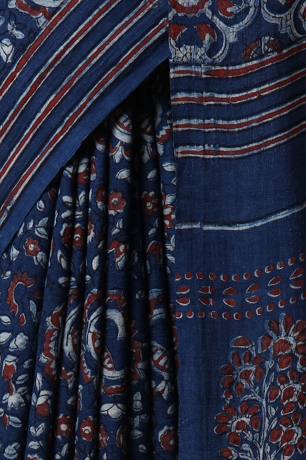 Blue Pure Khadi Cotton Dabu Printed Saree image number null
