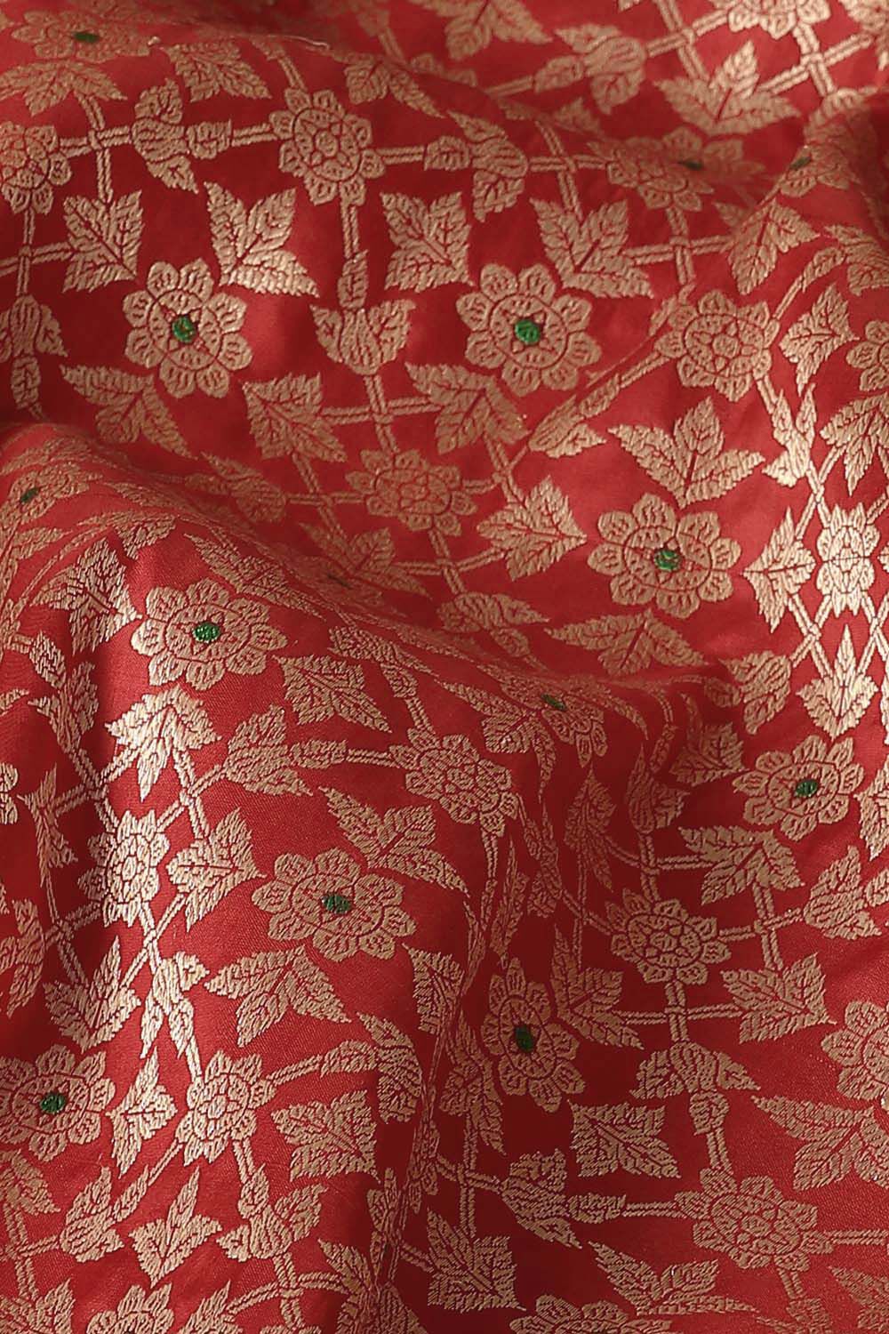 Red Pure Silk Banarasi Brocade Saree image number null