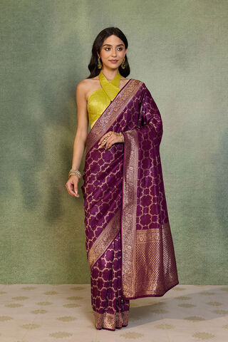 Purple Woven Design Viscose Saree thumbnail image number null