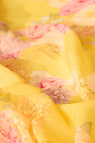 Light Yellow Printed Viscose Crepe Saree thumbnail image number null