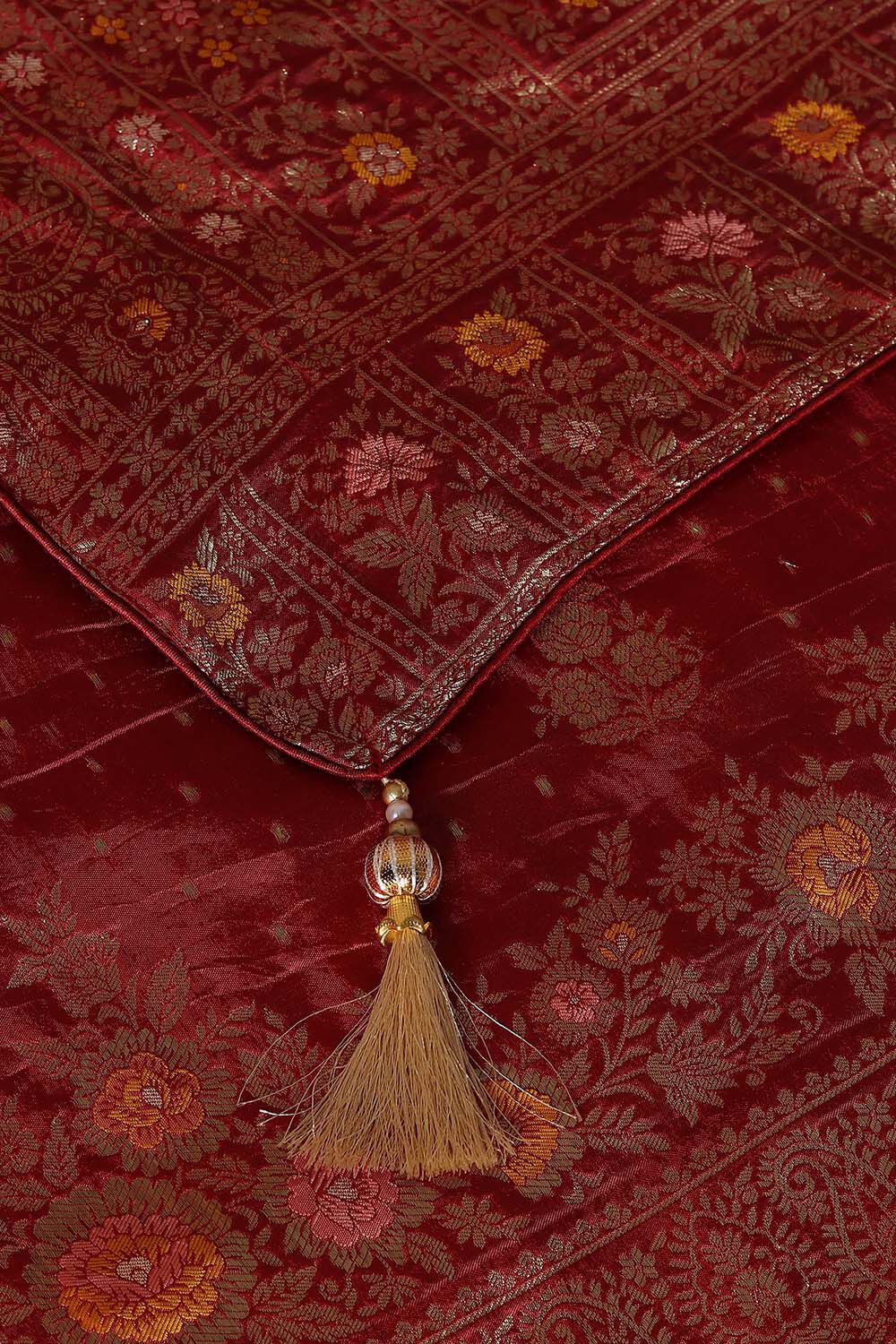 Dark Red Luxe Woven Saree image number null