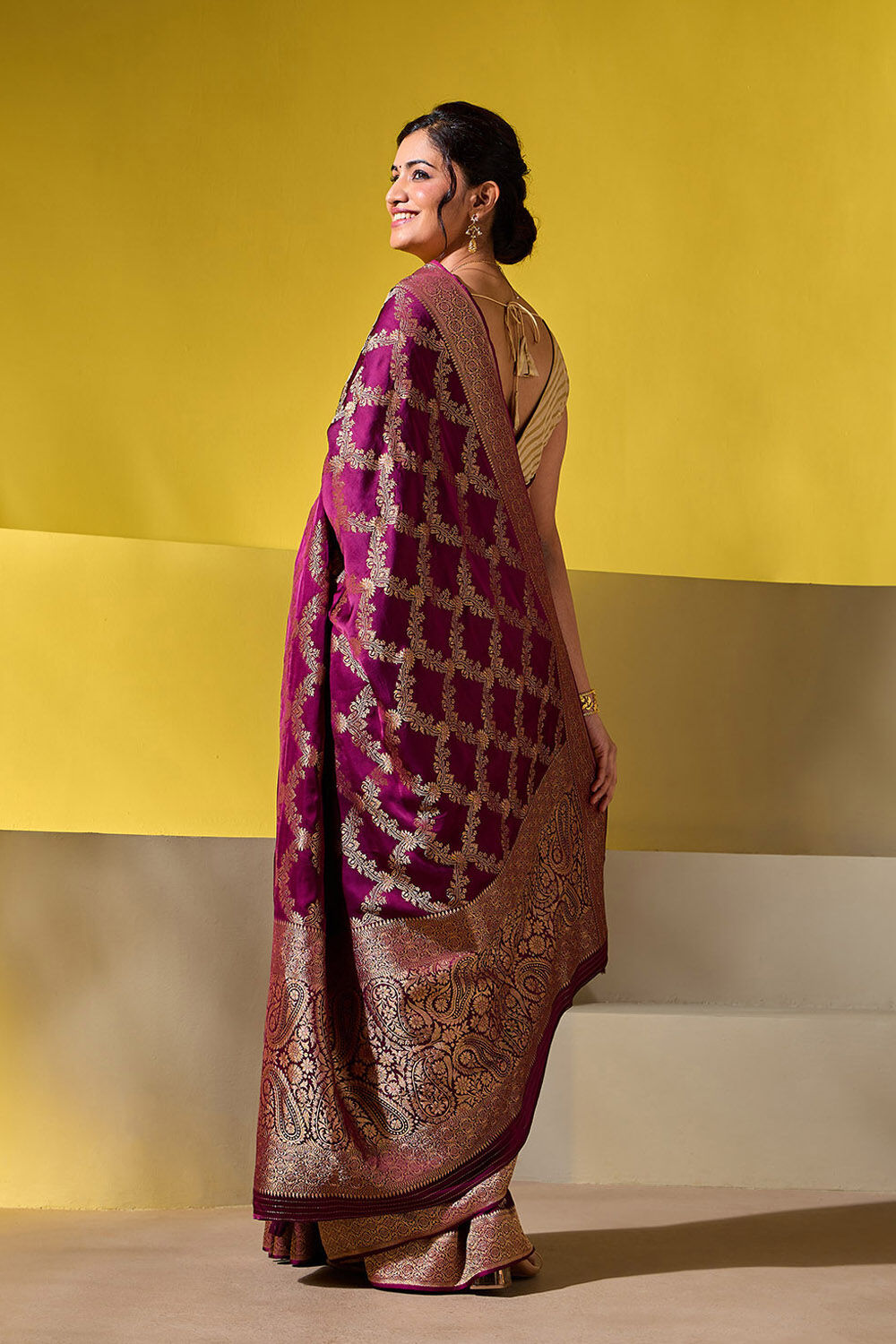 Purple Woven Viscose Saree image number null