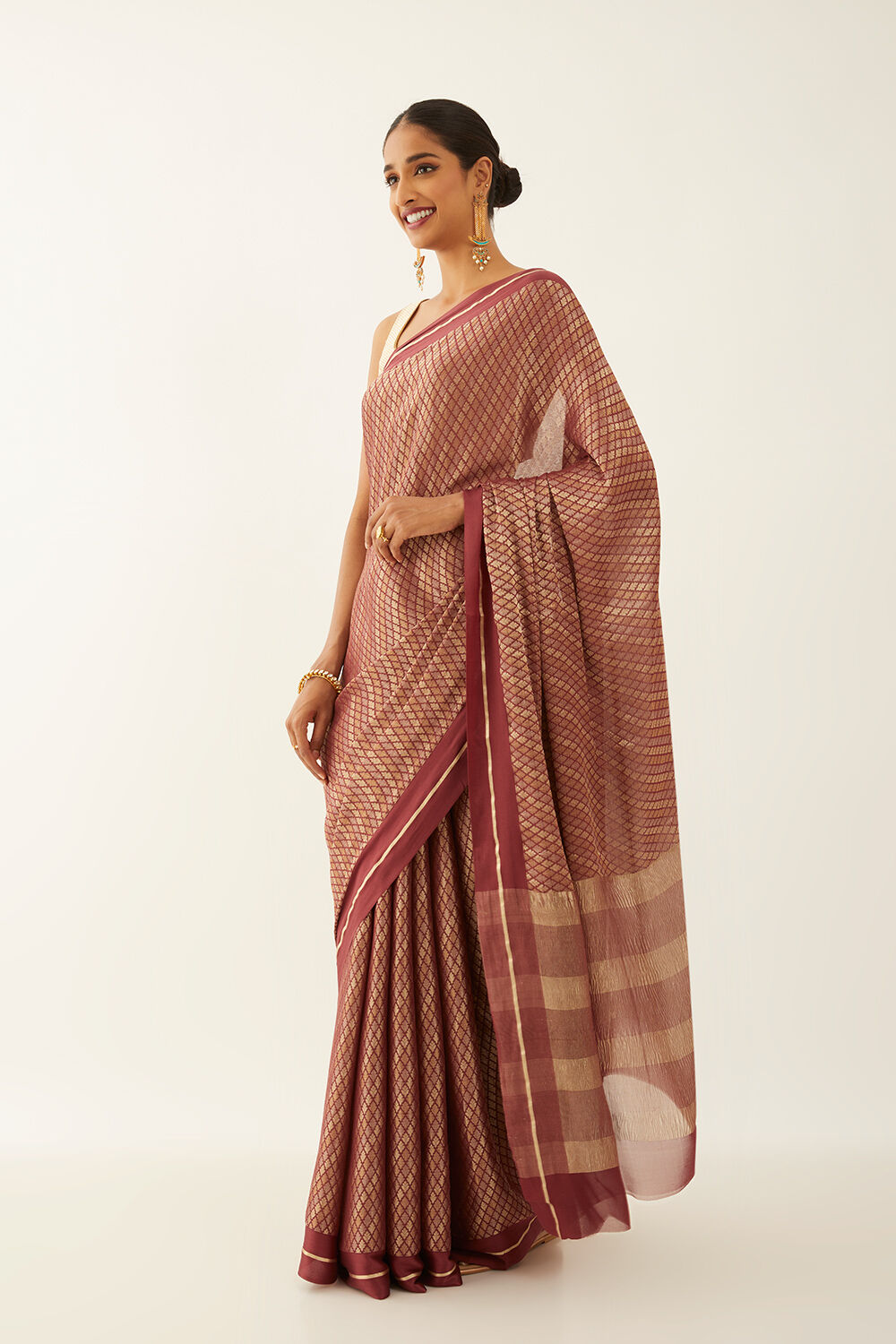 Dark Red Pure Georgette Nouveau Saree image number null