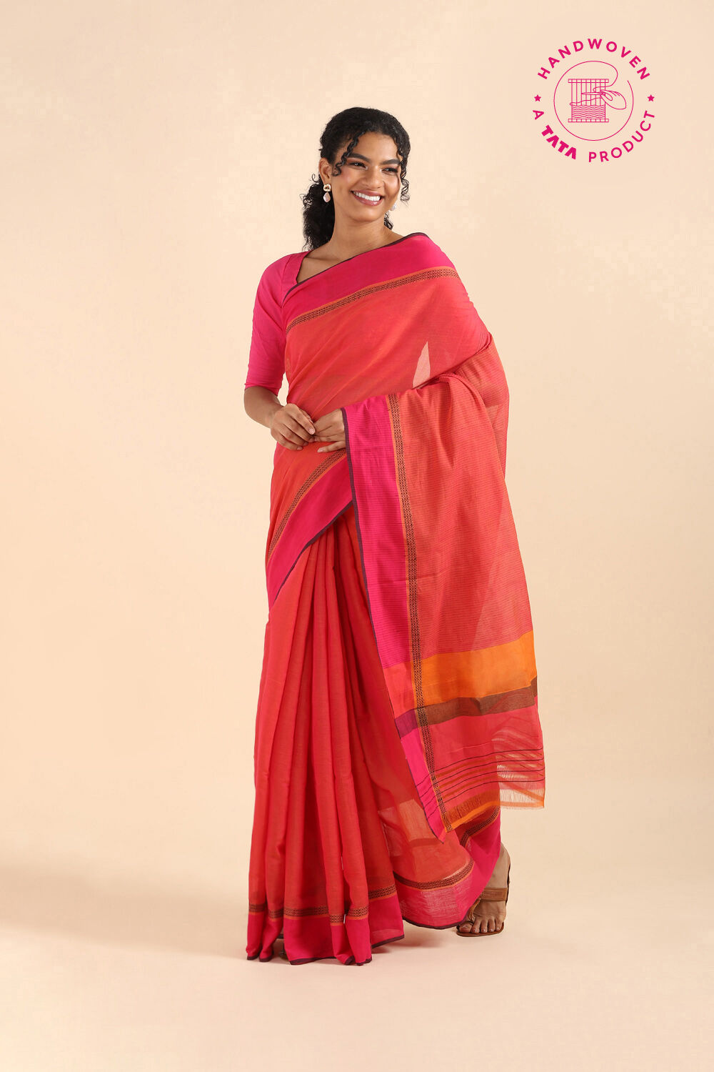 Pink Pure Cotton South Saree image number null