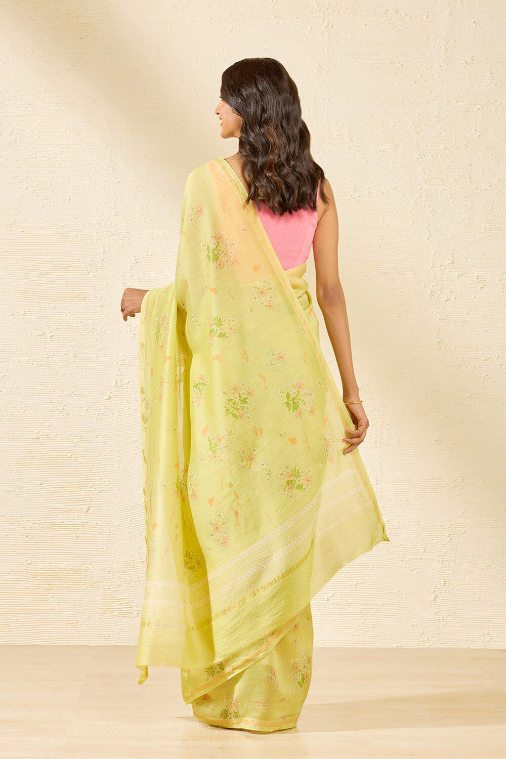 Light Green Bagru Screen Printed Pure Silk Cotton Saree image number null
