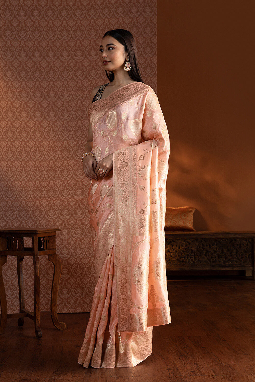 Orange Woven Luxe Saree image number null