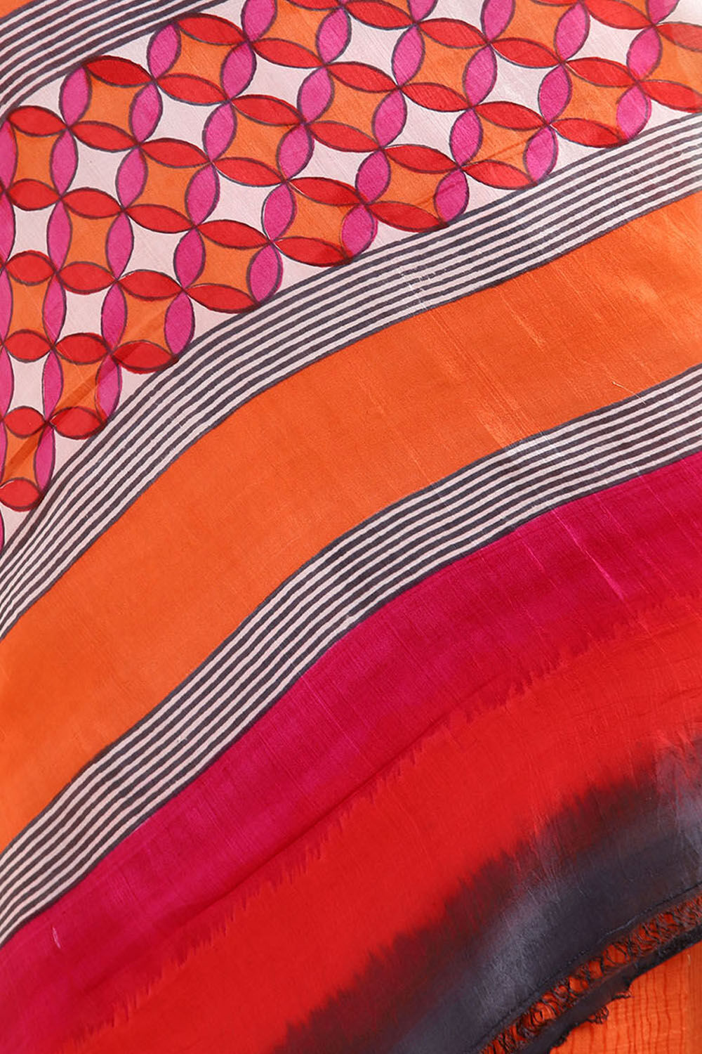 Orange Pure Silk Printed Saree image number null