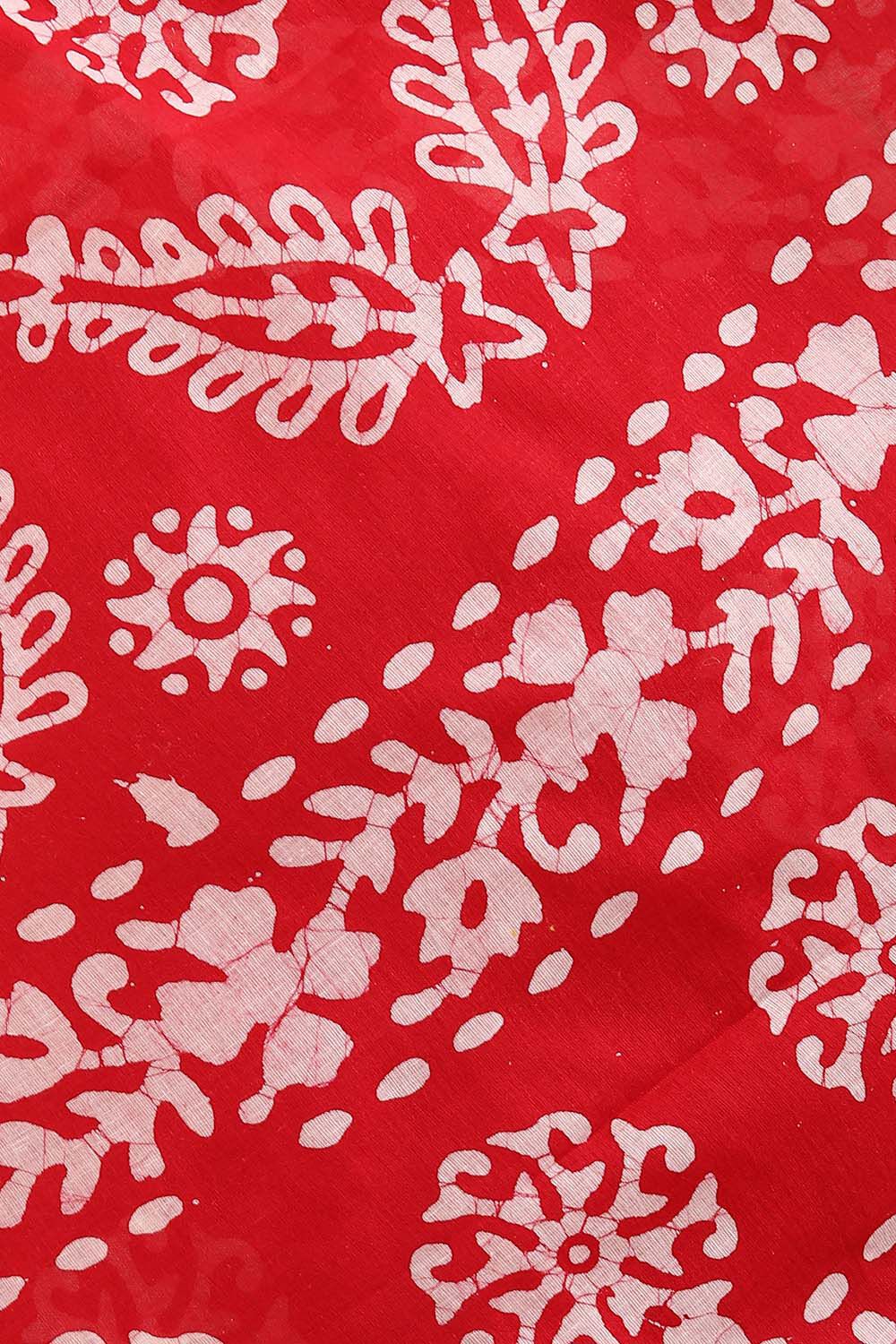 Red Pure Cotton Batik Saree image number null