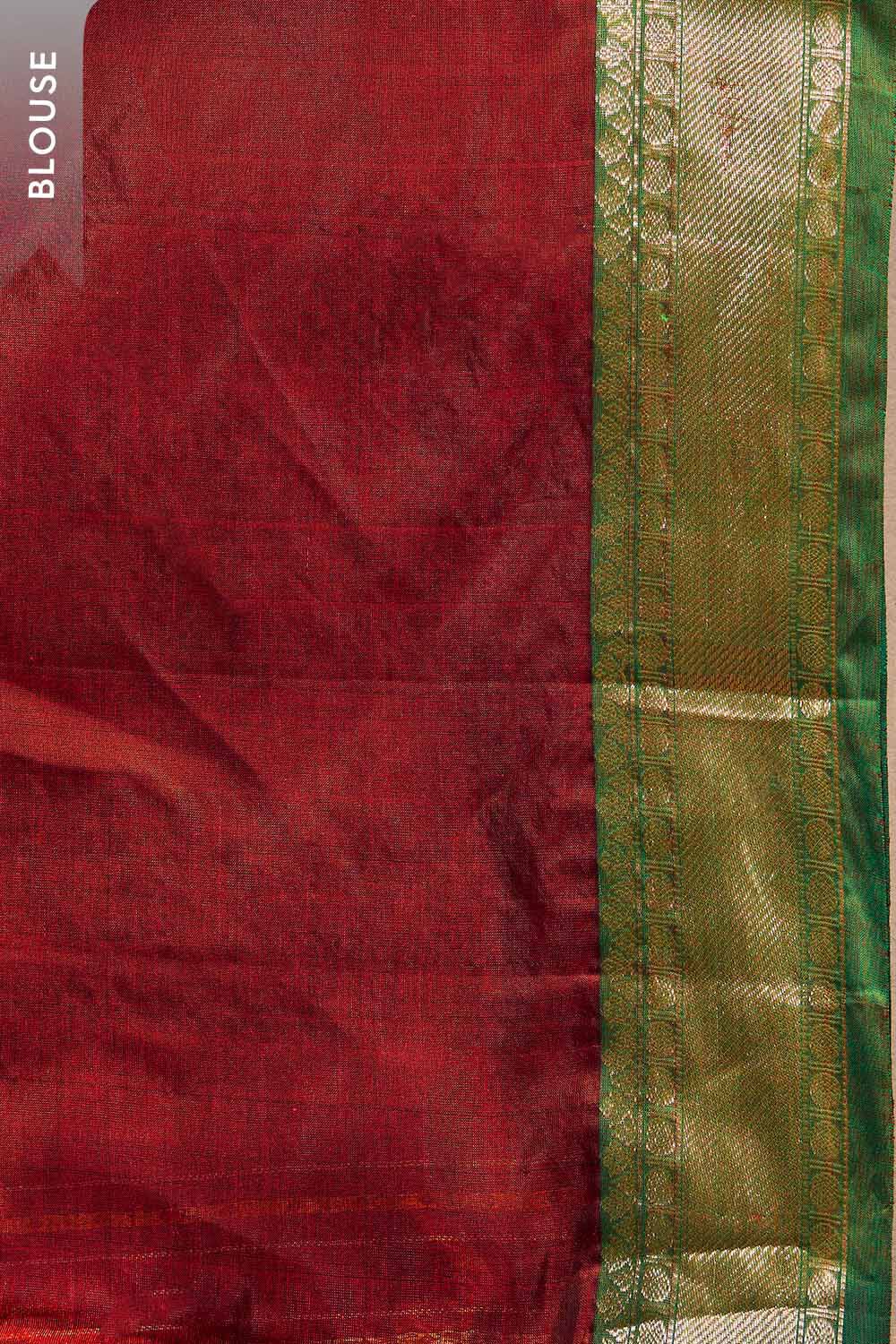 Dark Red Woven Pure Silk Cotton Saree image number null