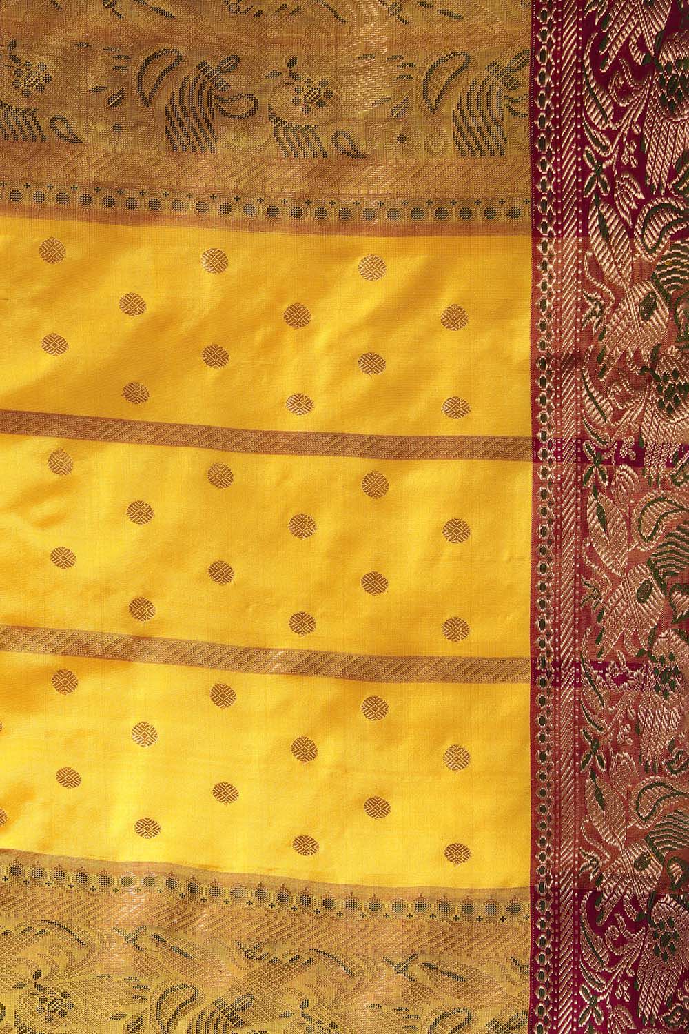 Yellow Pure Silk Chanderi Saree image number null