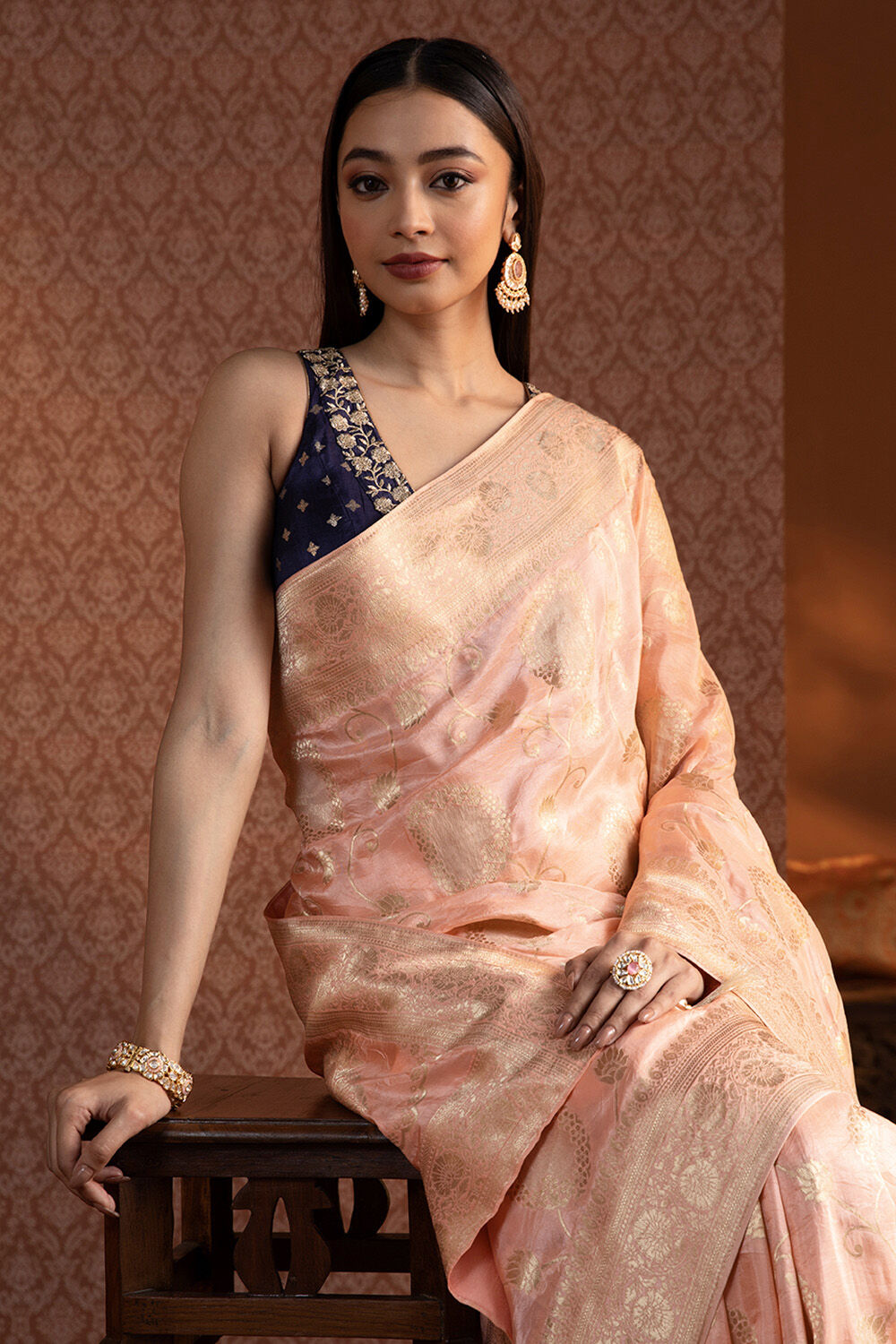 Orange Woven Luxe Saree image number null