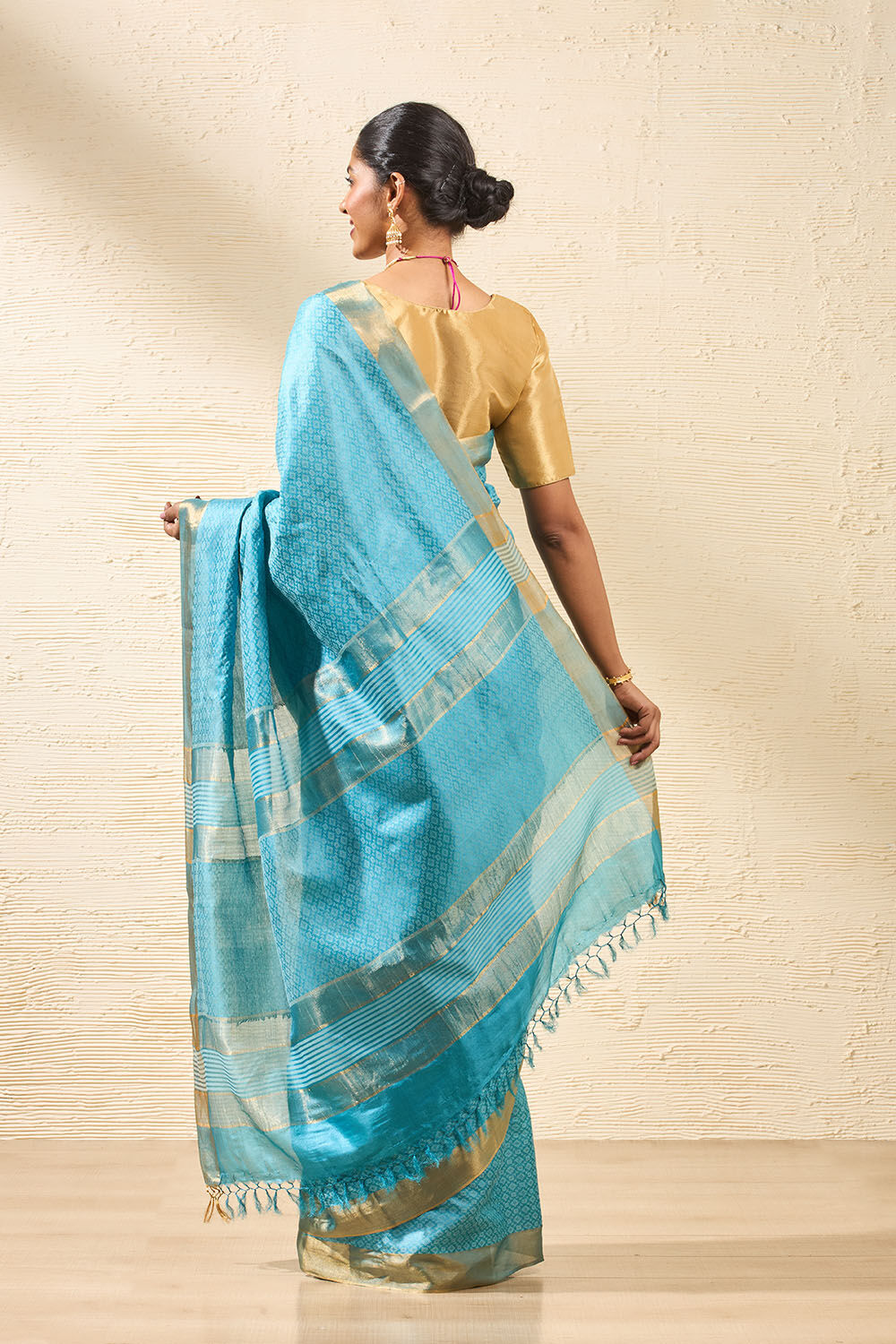 Blue Woven Design Pure Tussar Silk Saree image number null