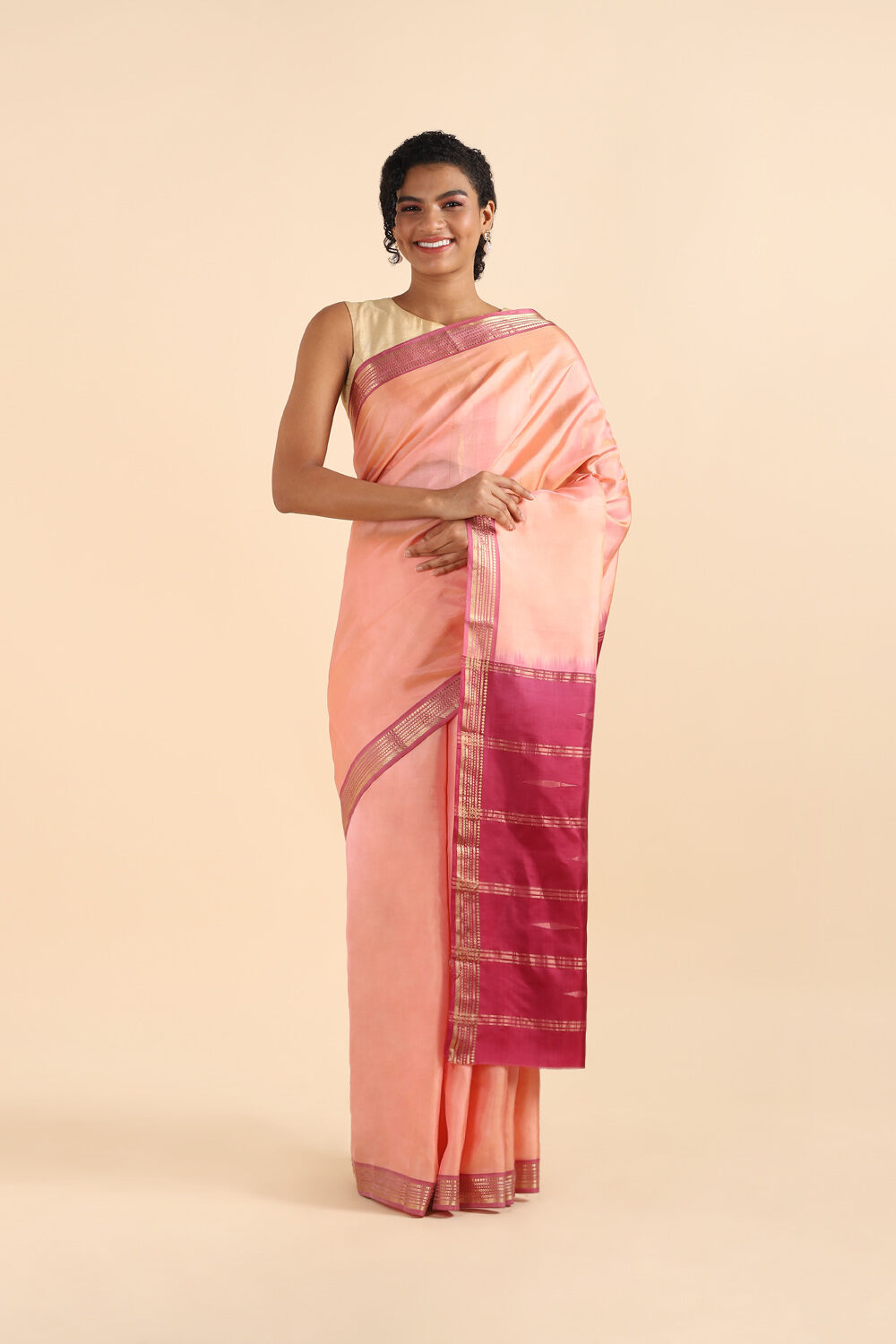 Light Pink Pure Soft Silk Saree image number null