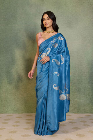 Blue Woven Design Viscose Saree thumbnail image number null