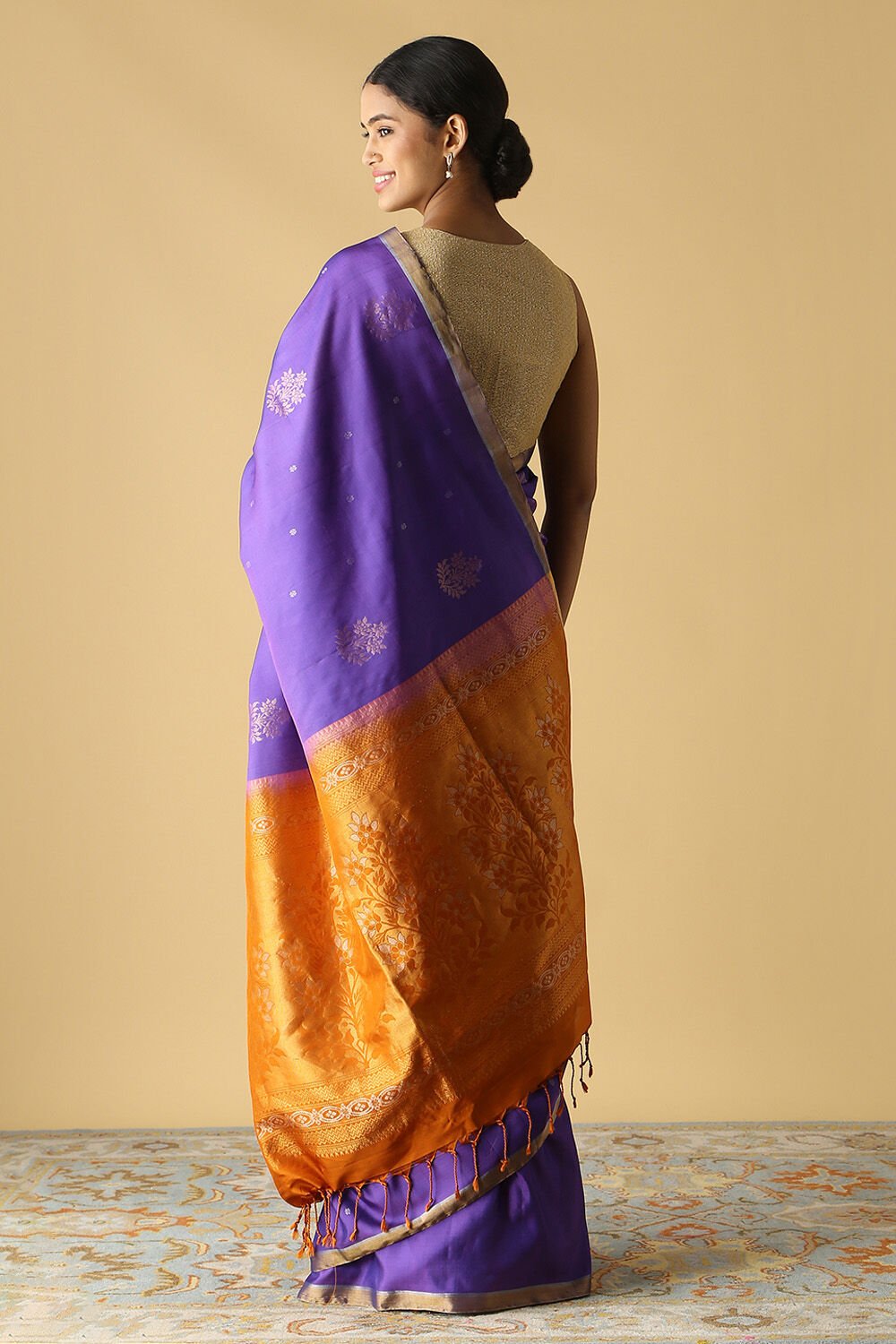 Purple Pure Silk South Saree image number null
