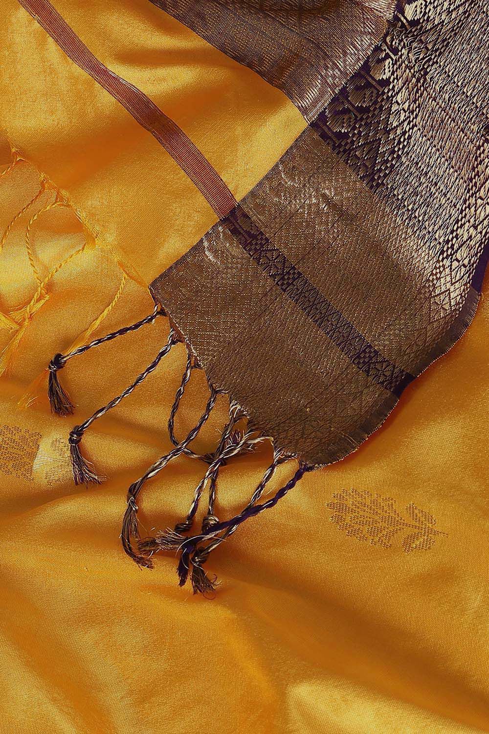 Yellow Pure Silk Maheswari Saree image number null