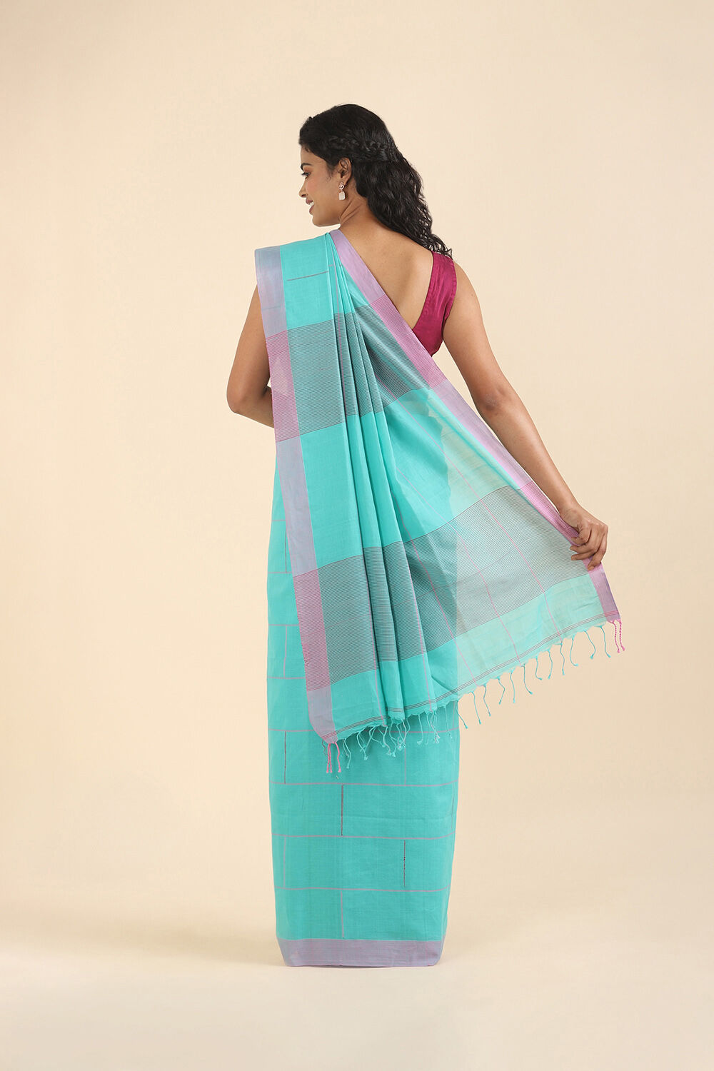 Light Green Pure Cotton Bengal Saree image number null