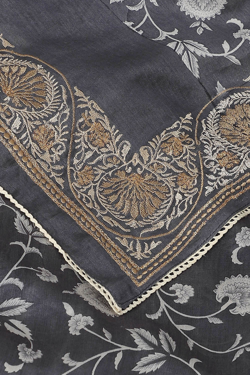 Grey Pure Silk Cotton Printed Saree image number null