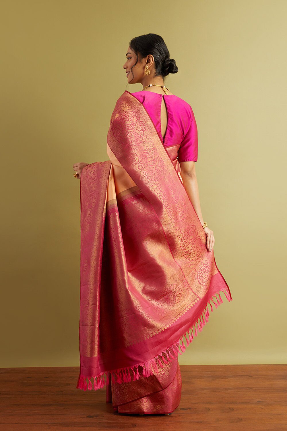 Orange Woven Pure Silk Kanjivaram Saree image number null