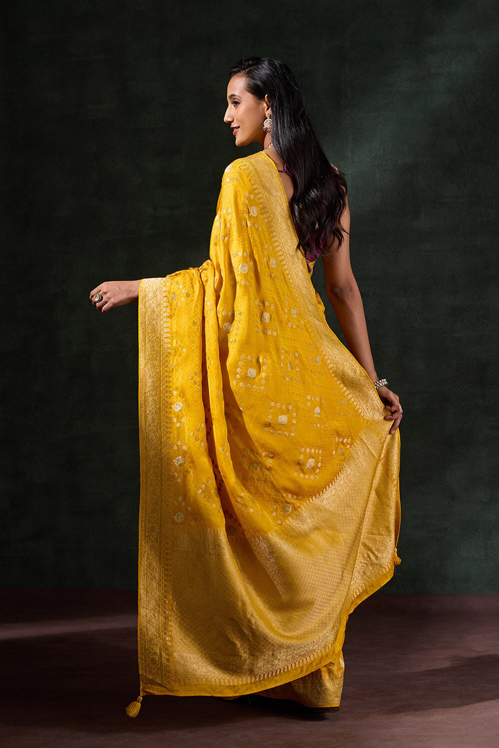 Yellow Viscose Woven Saree image number null