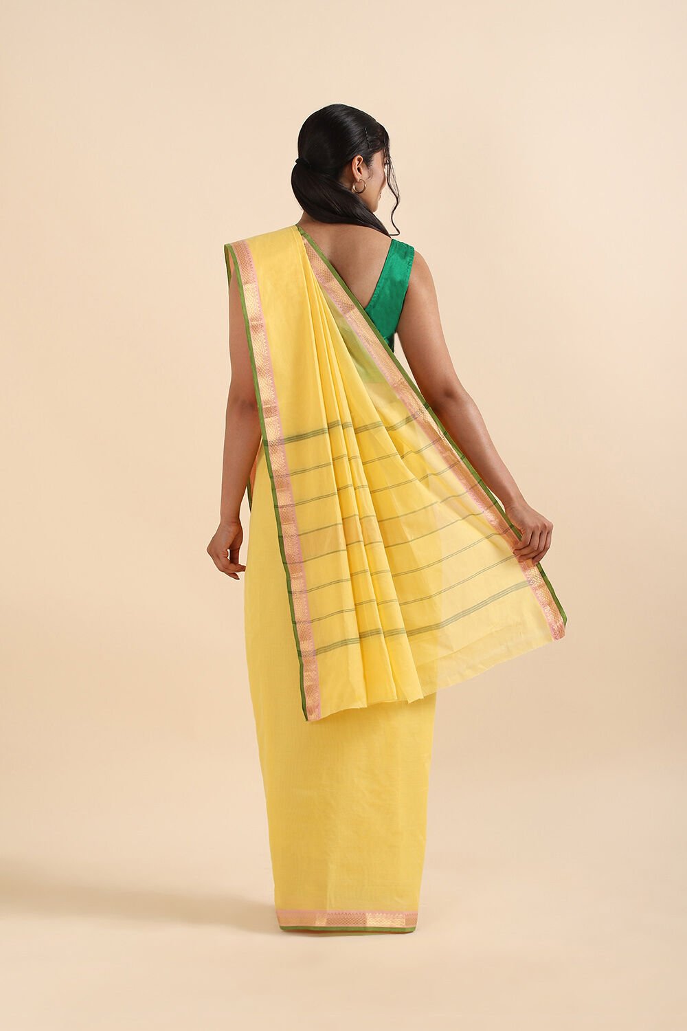 Yellow Pure Cotton South Saree image number null