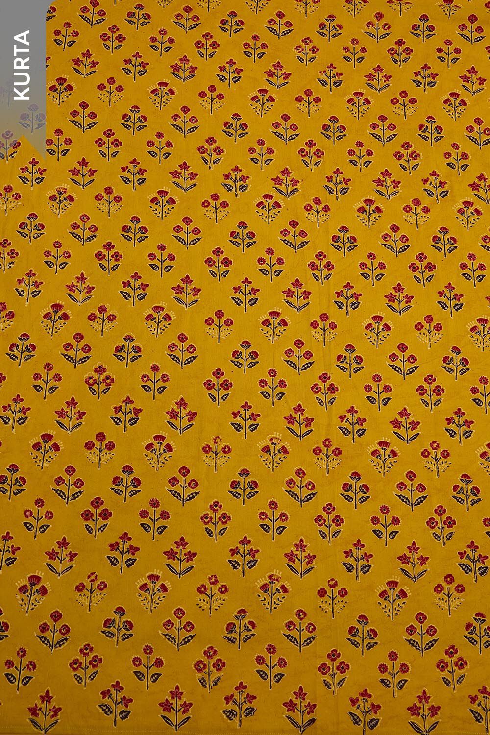 Yellow Pure Cotton Ajrakh Unstitched Suit Set image number null