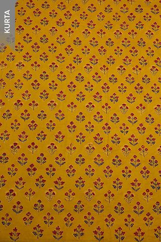 Yellow Pure Cotton Ajrakh Unstitched Suit Set thumbnail image number null