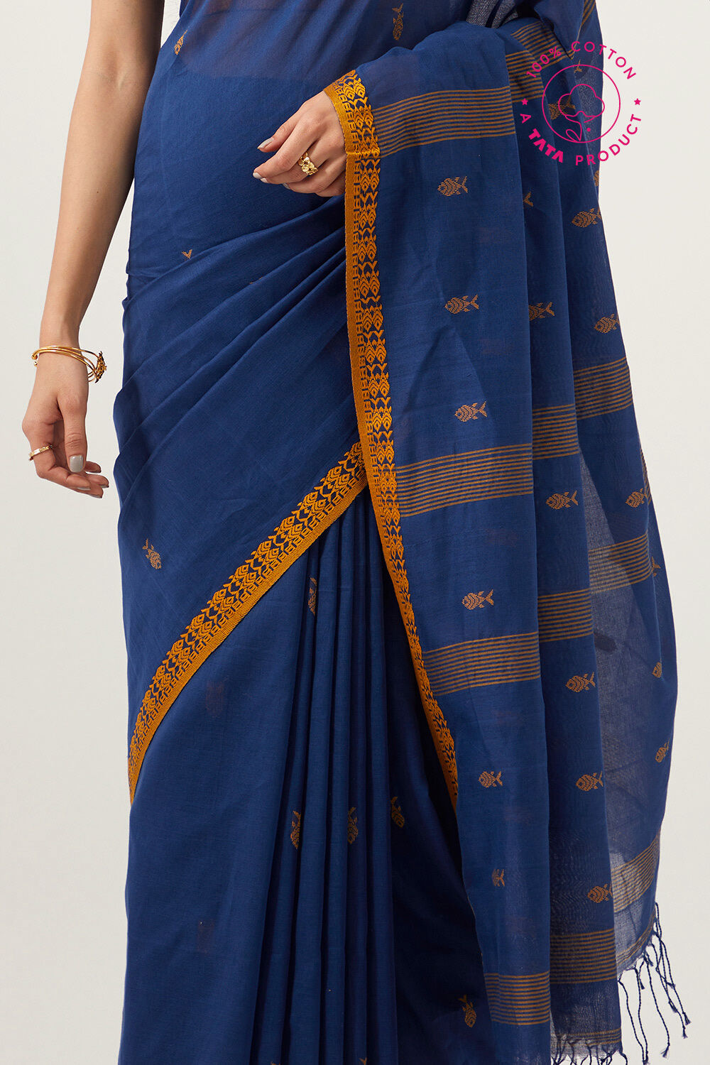 Blue Pure Cotton Bengal Saree image number null