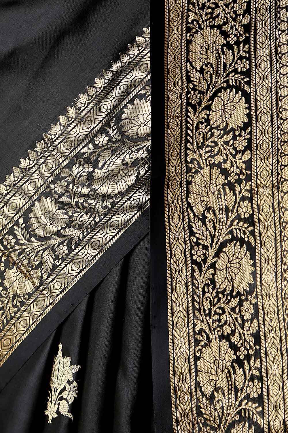 Black Pure Silk Banarasi Saree image number null