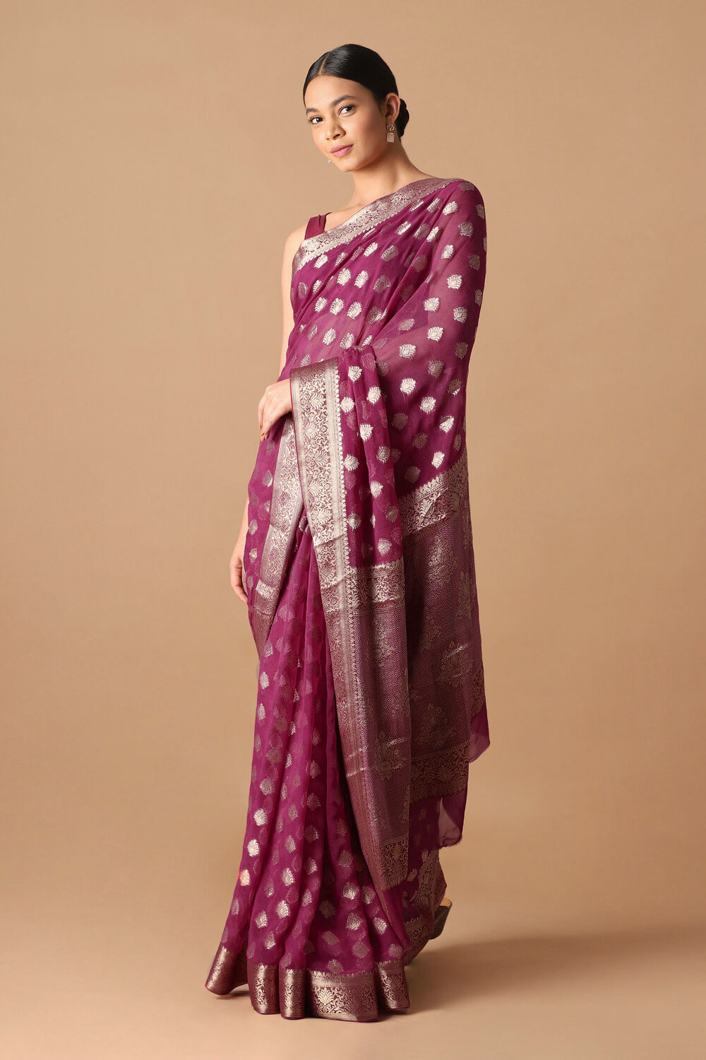 Pink Viscose Pure Georgette Banarasi Saree image number null