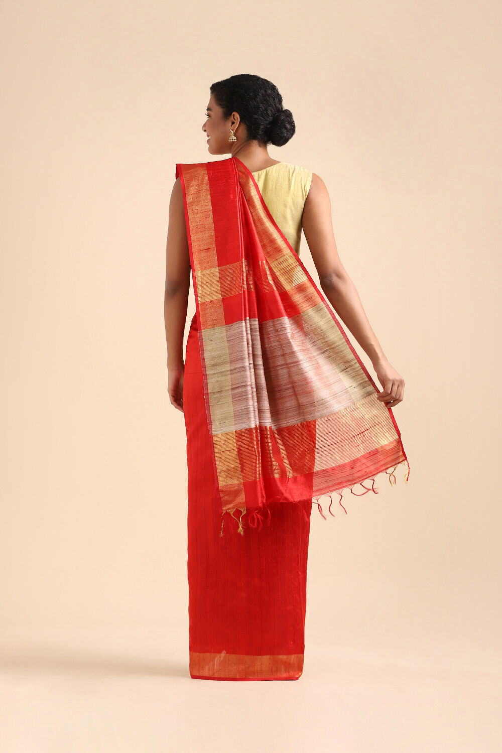 Red Pure Tussar Silk Bhagalpuri Saree image number null