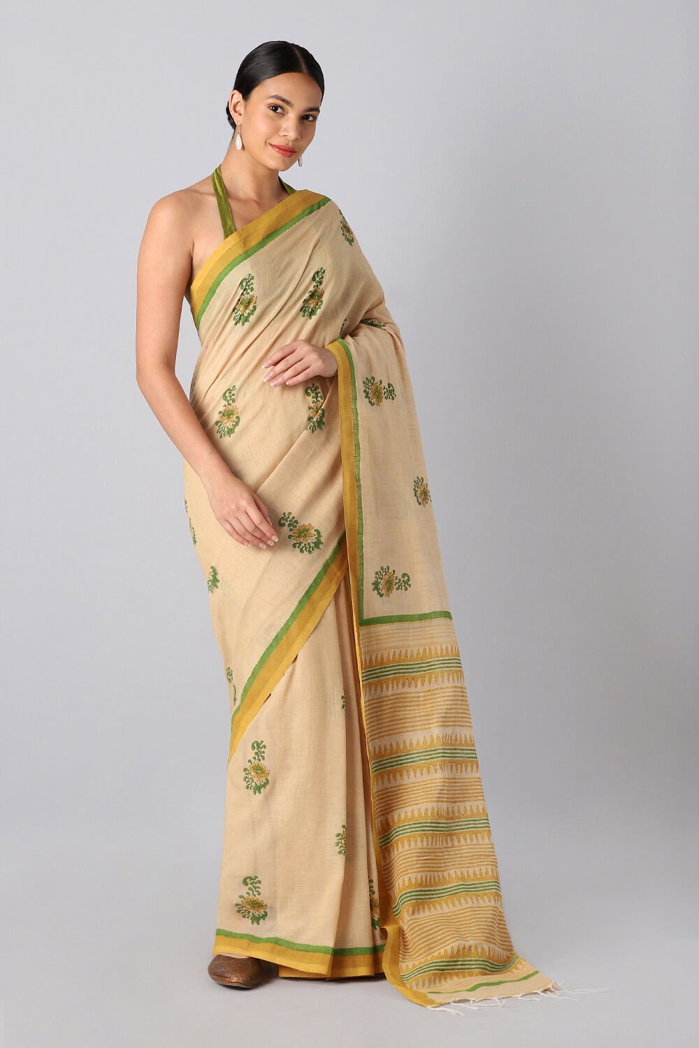 Brown Pure Cotton Printed Saree image number null