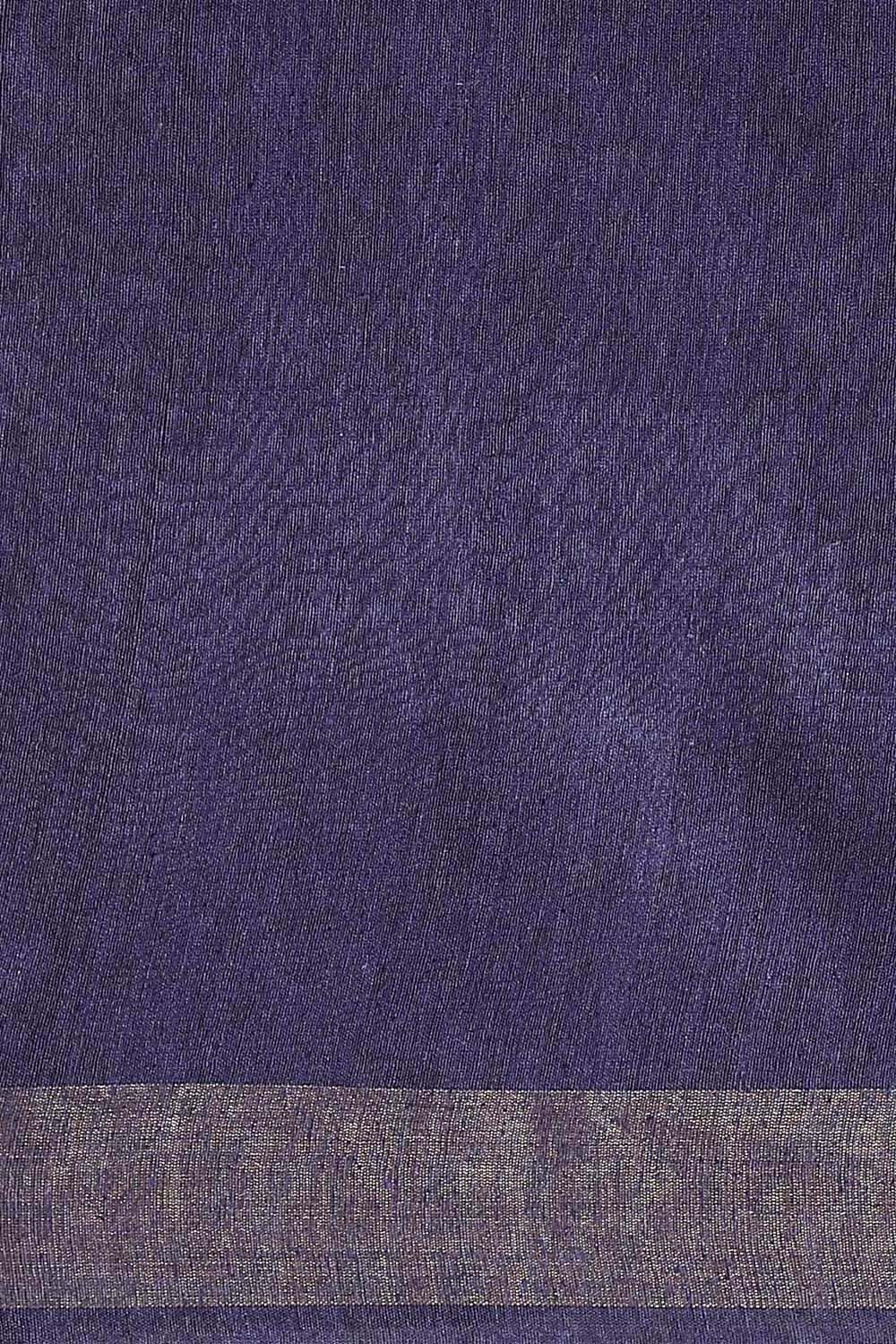 Dark Blue Pure Tussar Silk Bhagalpuri Saree image number null