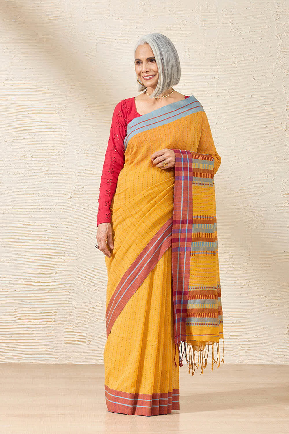 Yellow Woven Pure Cotton Bengal Saree image number null